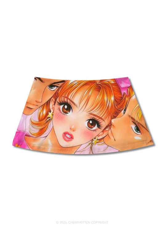 Love Triangle Y2K Print Mini Skirt Cherrykitten