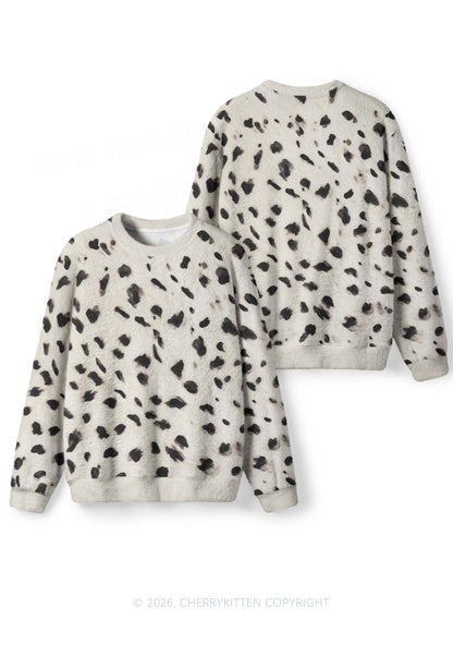 Cow Dots Y2K Knit Sweatshirt Cherrykitten