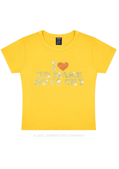 Rhinestone Love To Make Boys Cry Y2K Baby Tee Cherrykitten