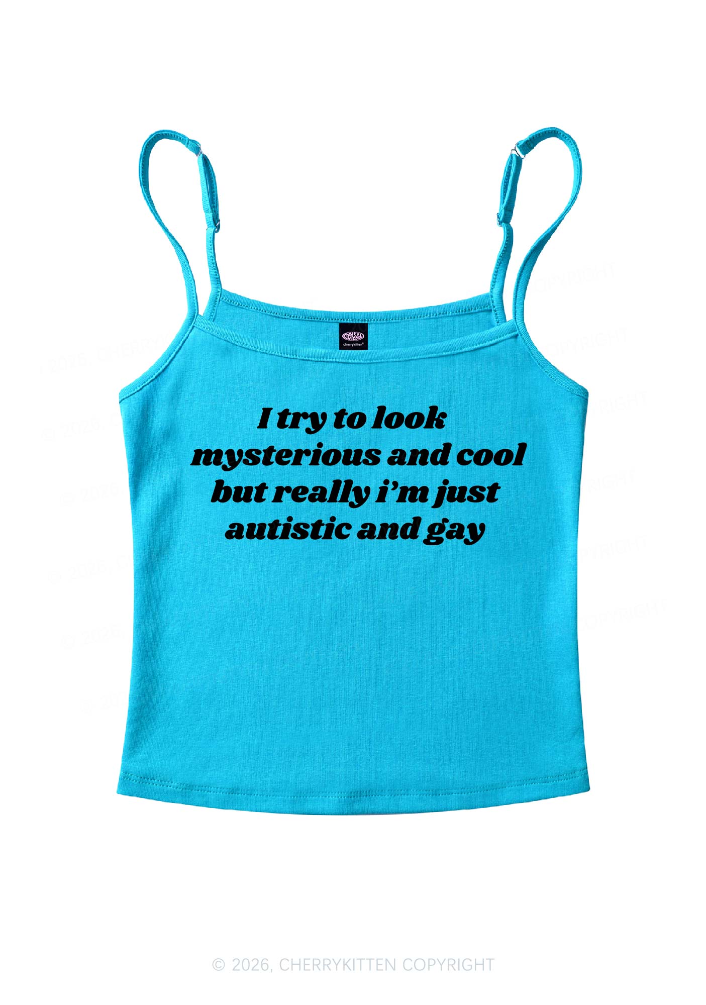 Im Just Autistic And Gay Pride Y2K Spaghetti Strap Cami Cherrykitten