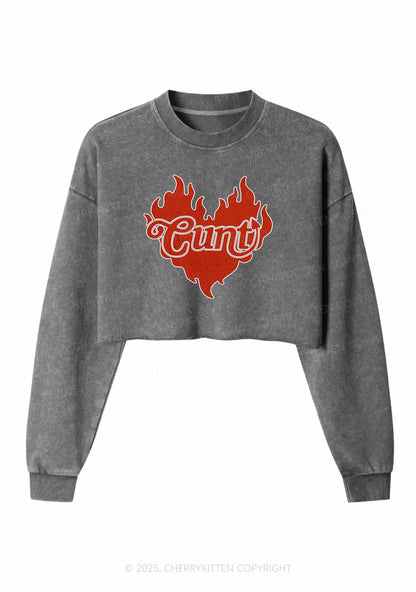Cxxt Devil Y2K Valentine's Day Crop Washed Sweatshirts Cherrykitten