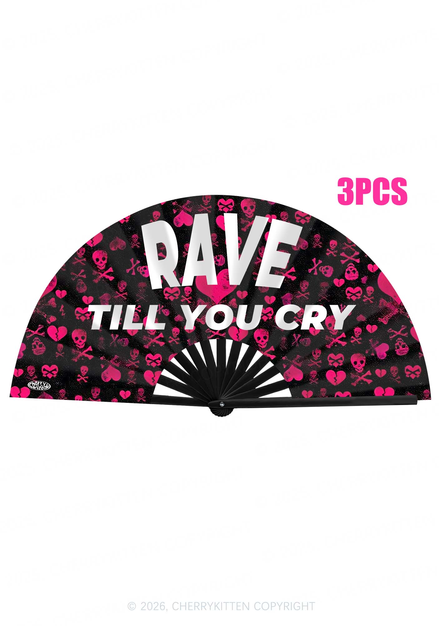 Rave Till You Cry Y2K Rave Hand Fan Cherrykitten