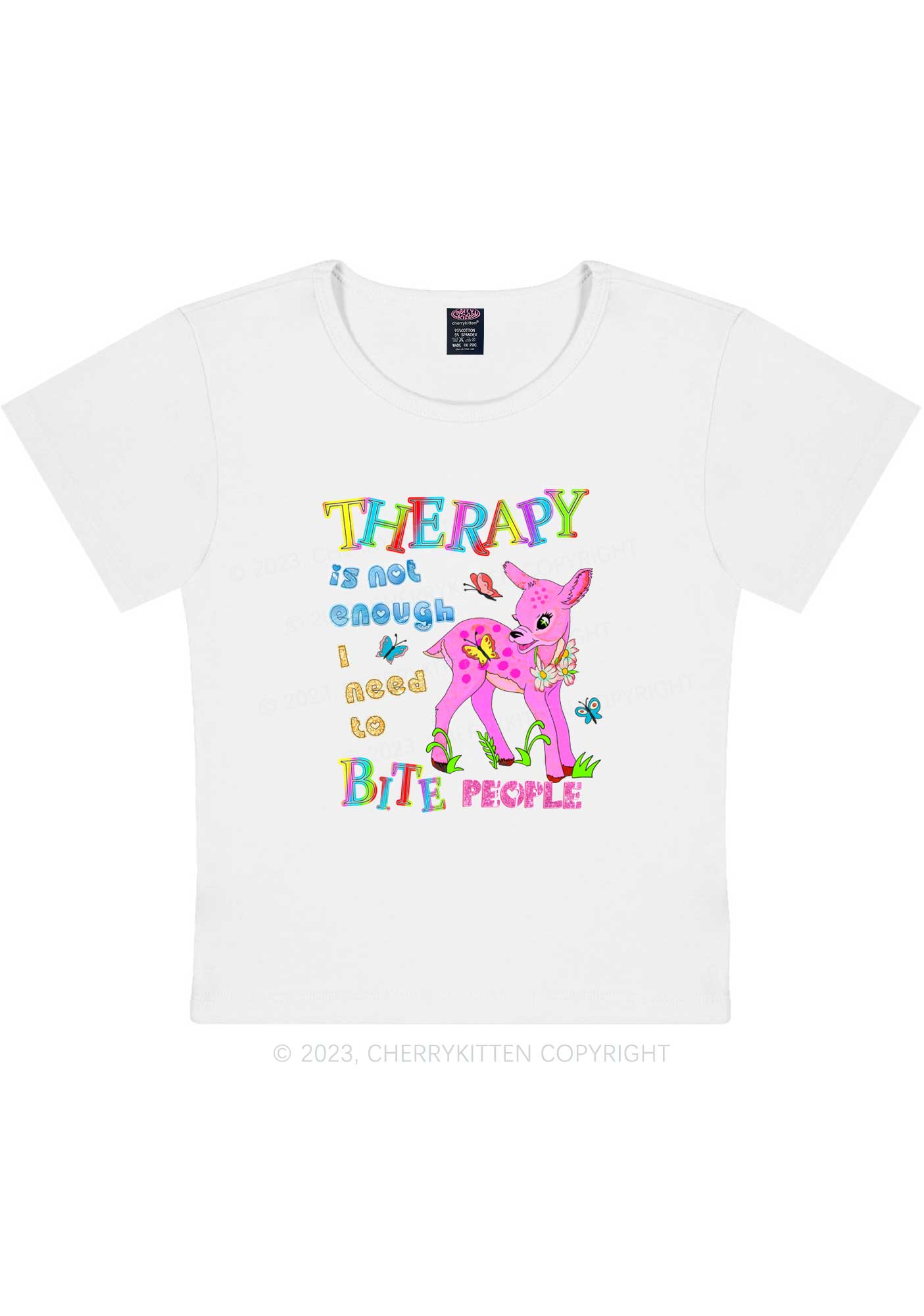Curvy Therapy Is Not Enough Y2K Baby Tee Cherrykitten
