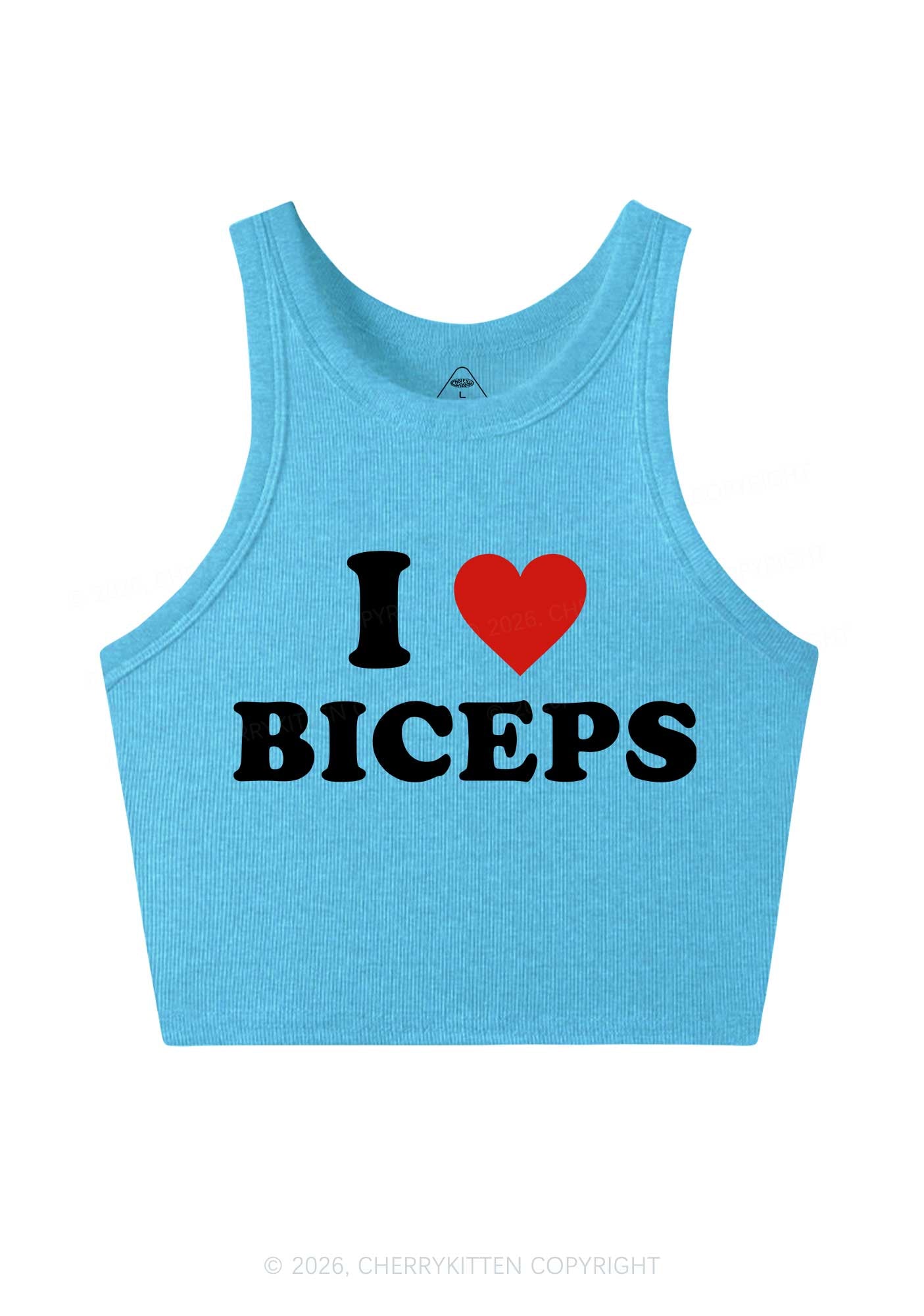 I Love Biceps Valentine's Day Y2K Crop Tank Top Cherrykitten