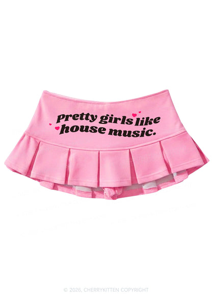 Pretty Girls Like House Music Y2K Mini Pleated Skirts Cherrykitten