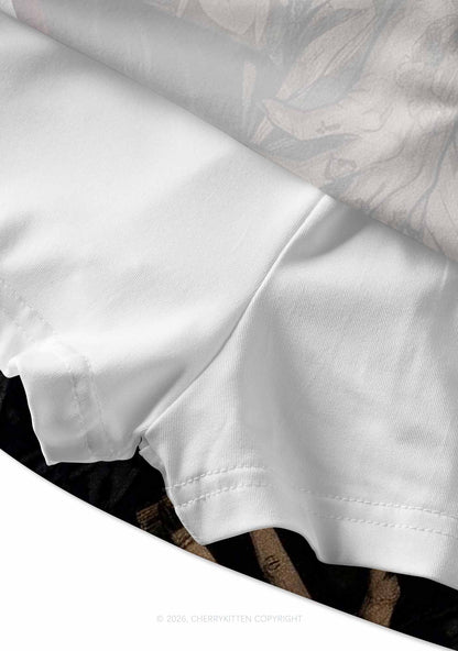 Gothic Tattoos Nun Y2K Print Mini Skirt Cherrykitten