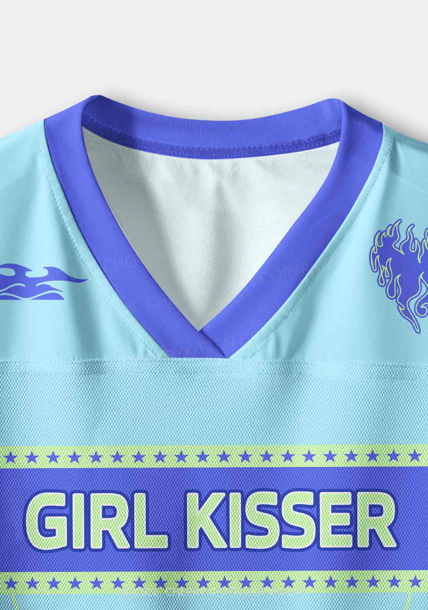 Blue Girl Kisser Pride Y2K Crop Sport Jersey Shirts Cherrykitten