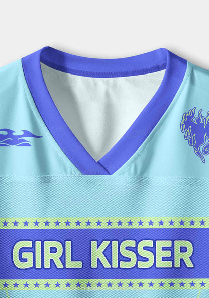 Blue Girl Kisser Pride Y2K Crop Sport Jersey Shirts Cherrykitten