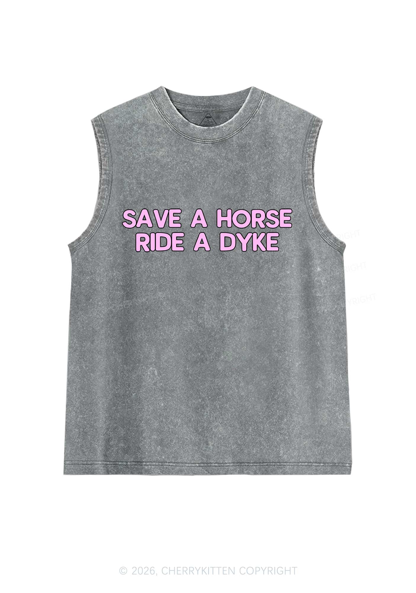 Save Horse Ride Dyke Pride Y2K Washed Muscle Tank Cherrykitten