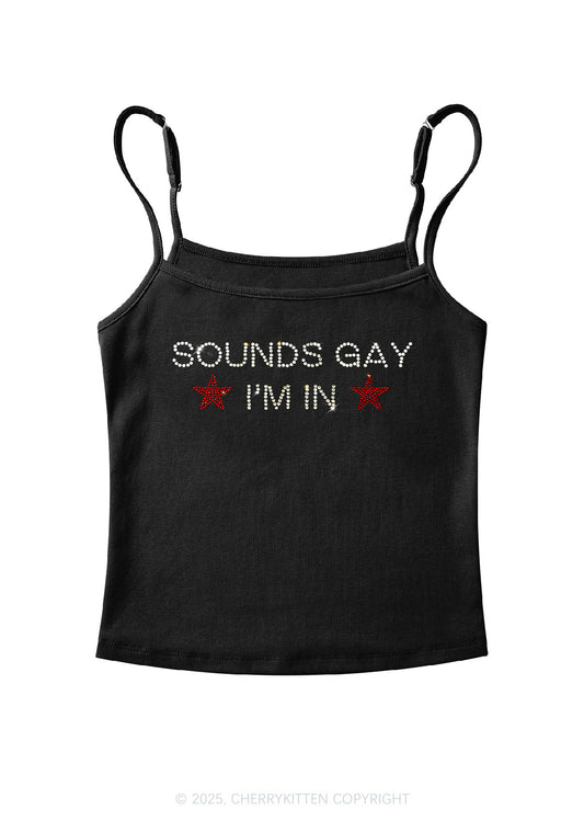 Rhinestone Sounds Gay Pride Y2K Spaghetti Strap Cami Cherrykitten