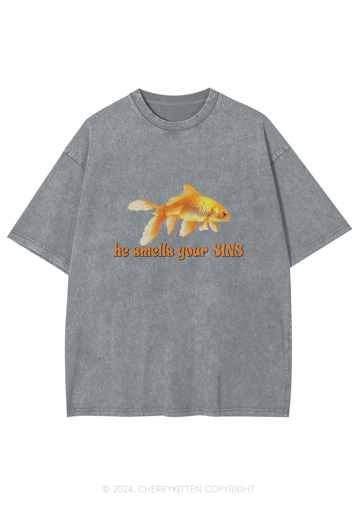 He Smells Your Sins Y2K Washed Tee Cherrykitten