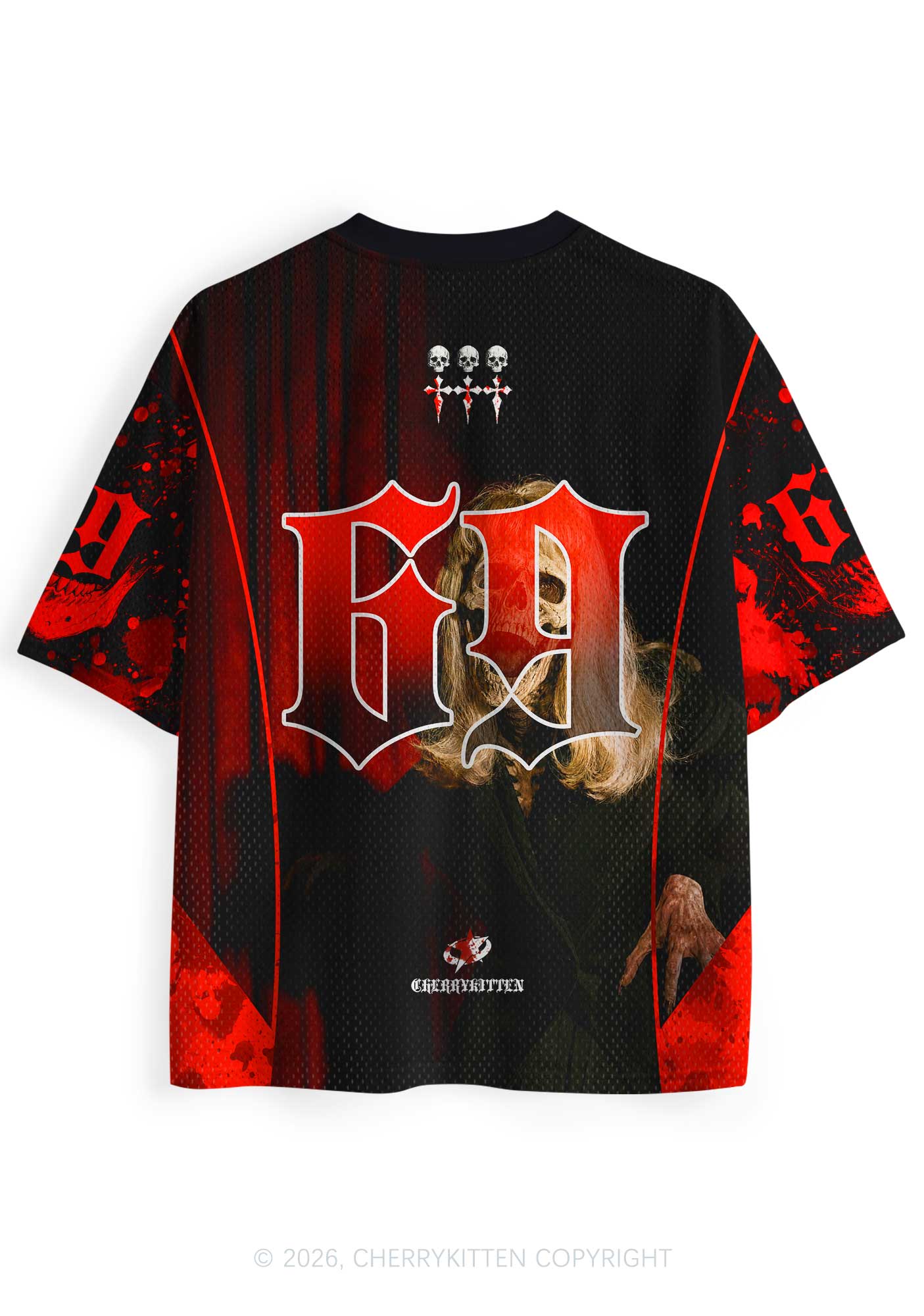 Halloween Blonde Skull Y2K Sport Jersey Shirts Cherrykitten