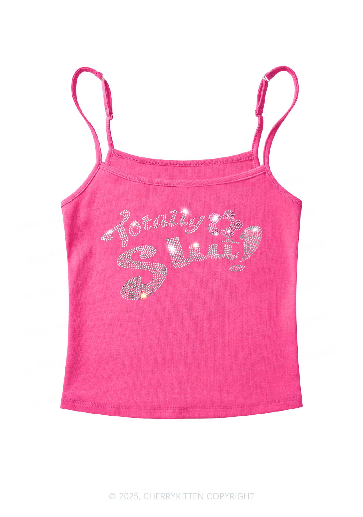 Rhinestone Totally Slxt Y2K Spaghetti Strap Cami Cherrykitten
