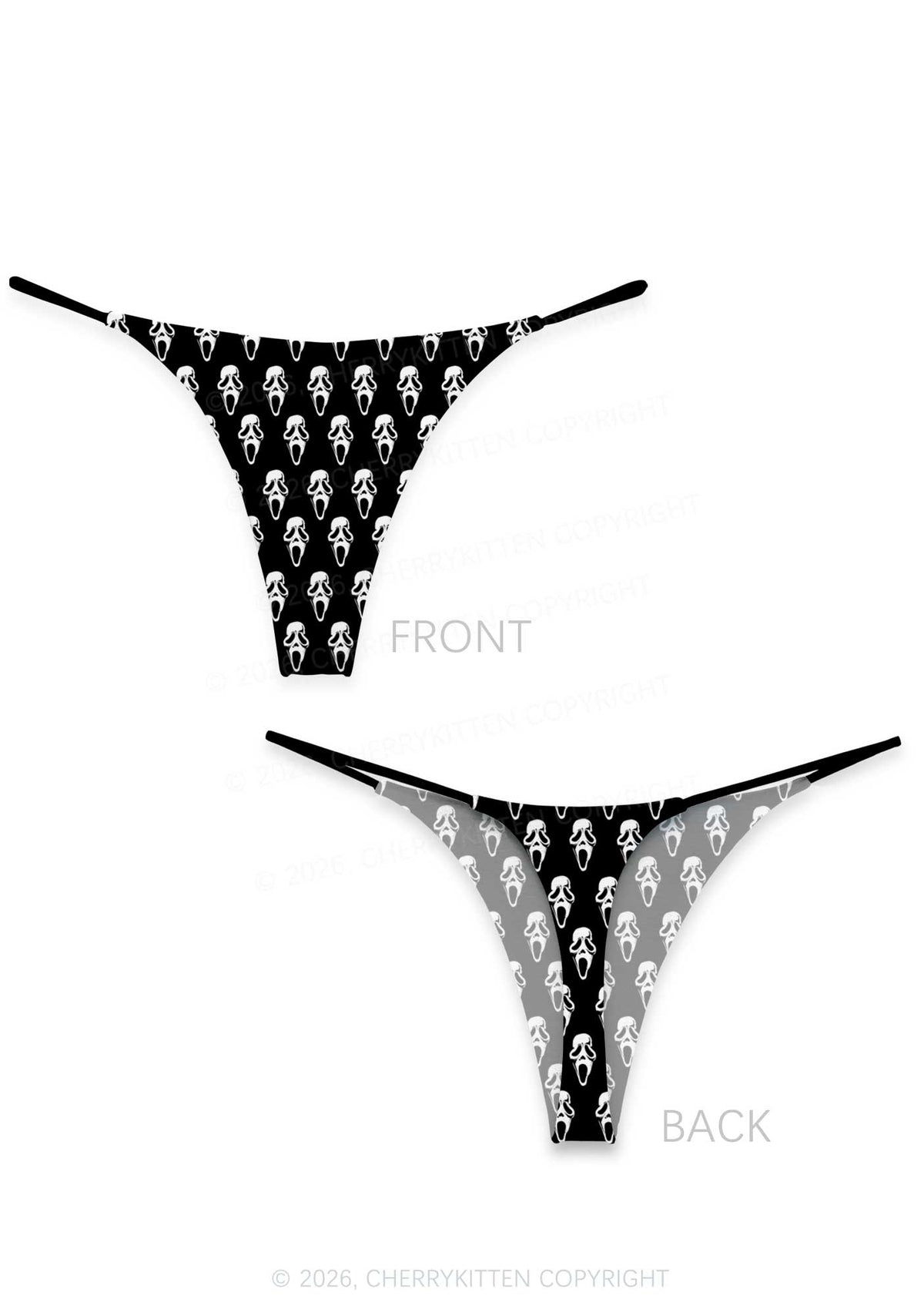 Halloween Spooky Ghost Y2K Print Bikini String Thong Cherrykitten