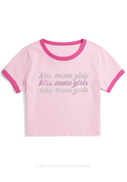 Rhinestone Kiss More Girls Pride Y2K Ringer Tee Cherrykitten