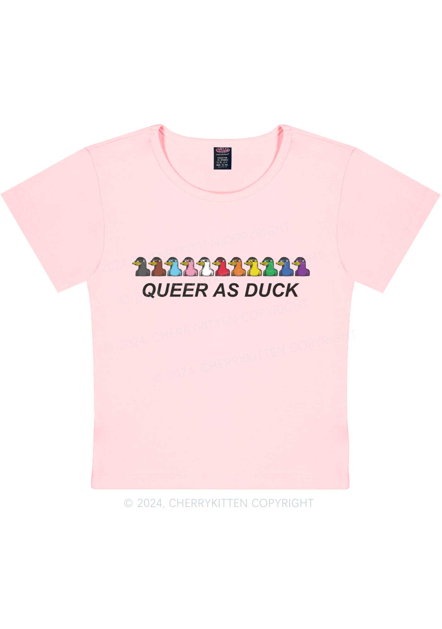 Queer As Duck Y2K Baby Tee Cherrykitten