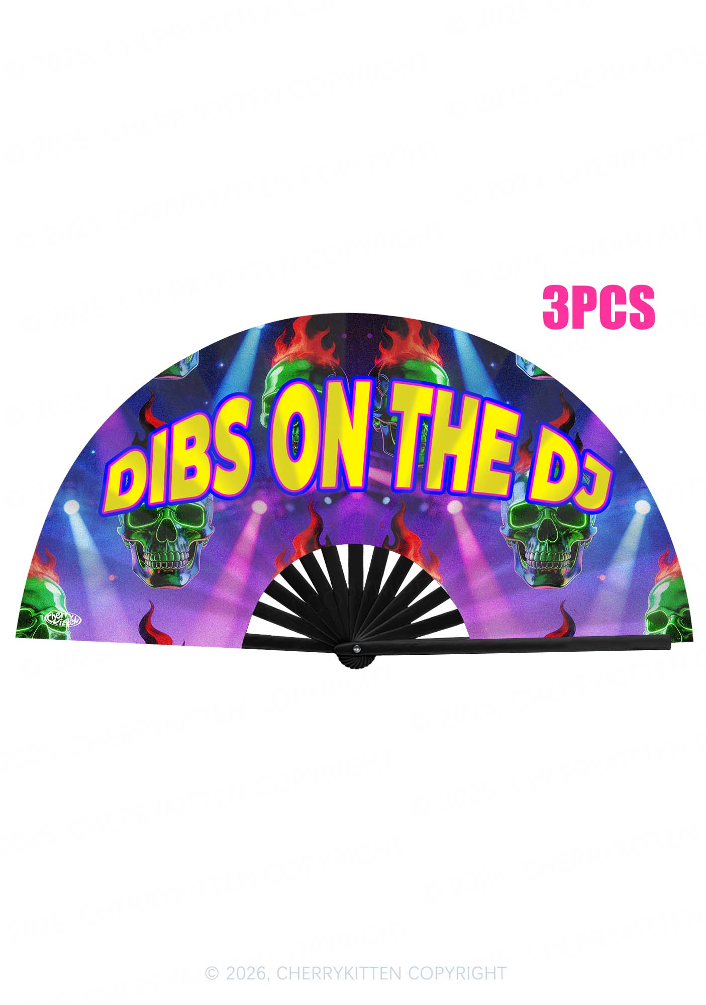 Dibs On The DJ Y2K Rave Hand Fan Cherrykitten