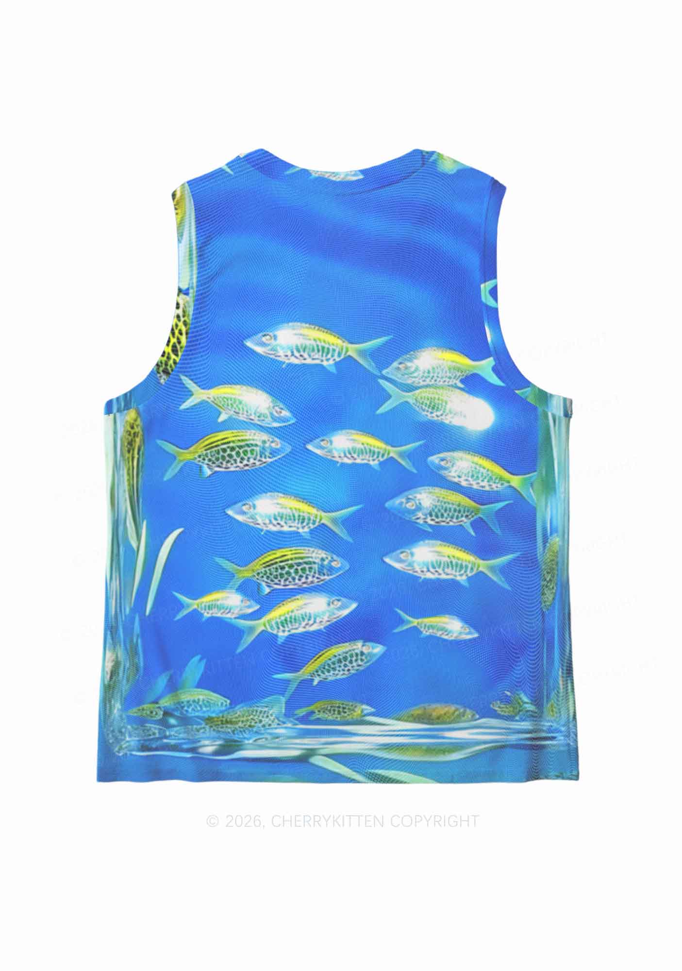 Undersea Fish Y2K Mesh Muscle Tank Cherrykitten