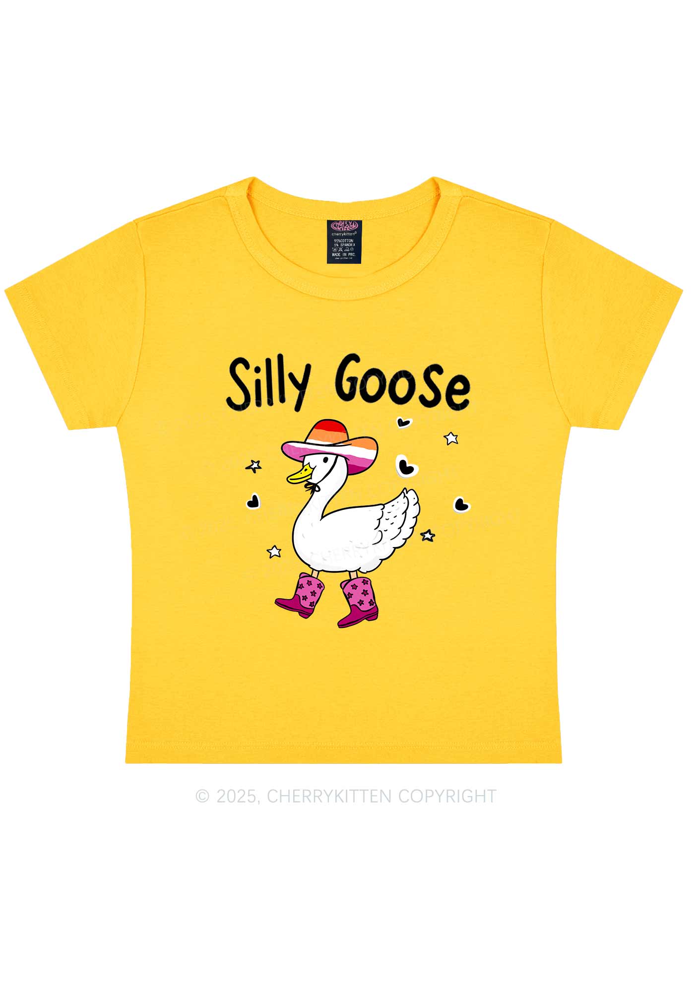 Silly Goose Lesbian Pride Y2K Baby Tee Cherrykitten