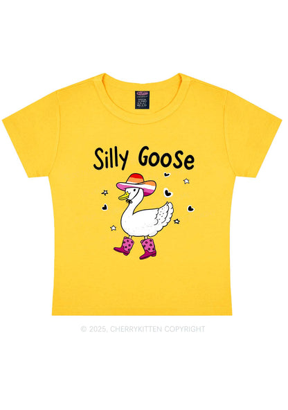 Silly Goose Lesbian Pride Y2K Baby Tee Cherrykitten
