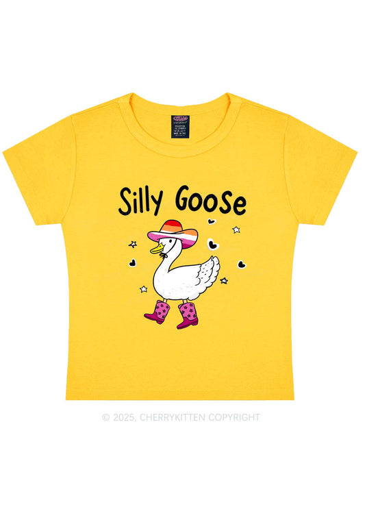 Silly Goose Lesbian Pride Y2K Baby Tee Cherrykitten