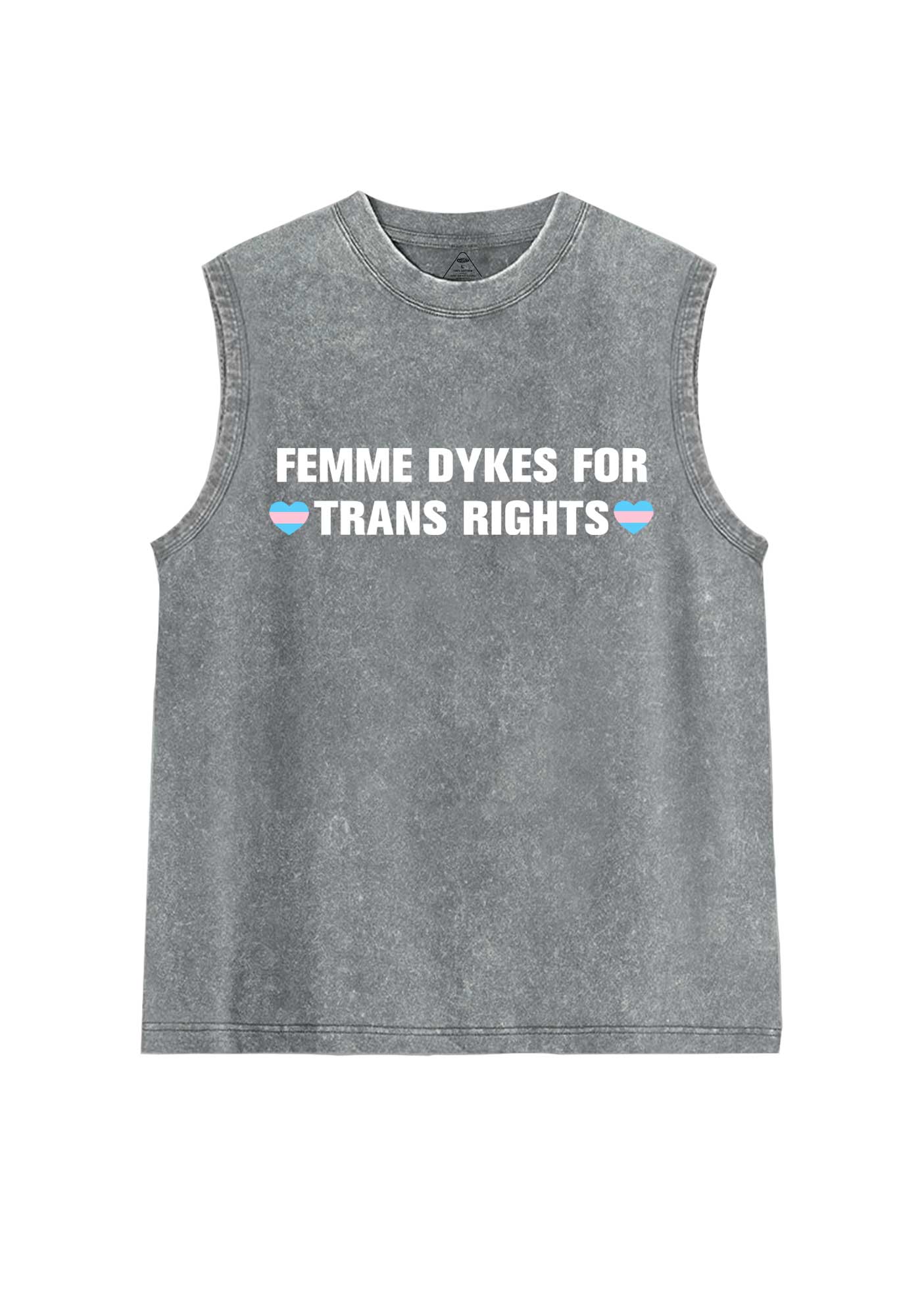 Femme Dykes For Trans Rights Pride Y2K Washed Muscle Tank Cherrykitten