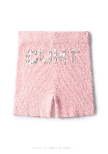 Rhinestone Cxxt Y2K Fluffy Shorts Cherrykitten