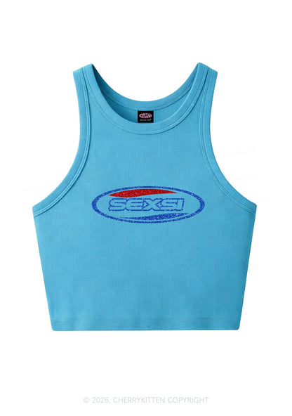Glitter Sexsi Slogan Y2K Crop Tank Top Cherrykitten