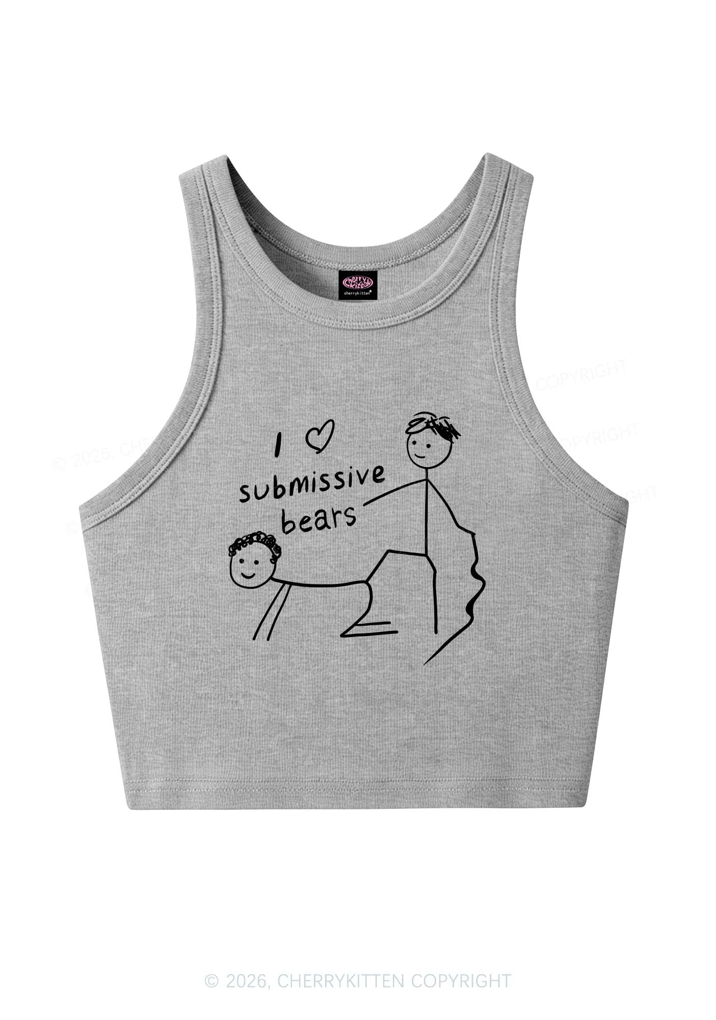 I Love S Bears Y2K Crop Tank Top Cherrykitten
