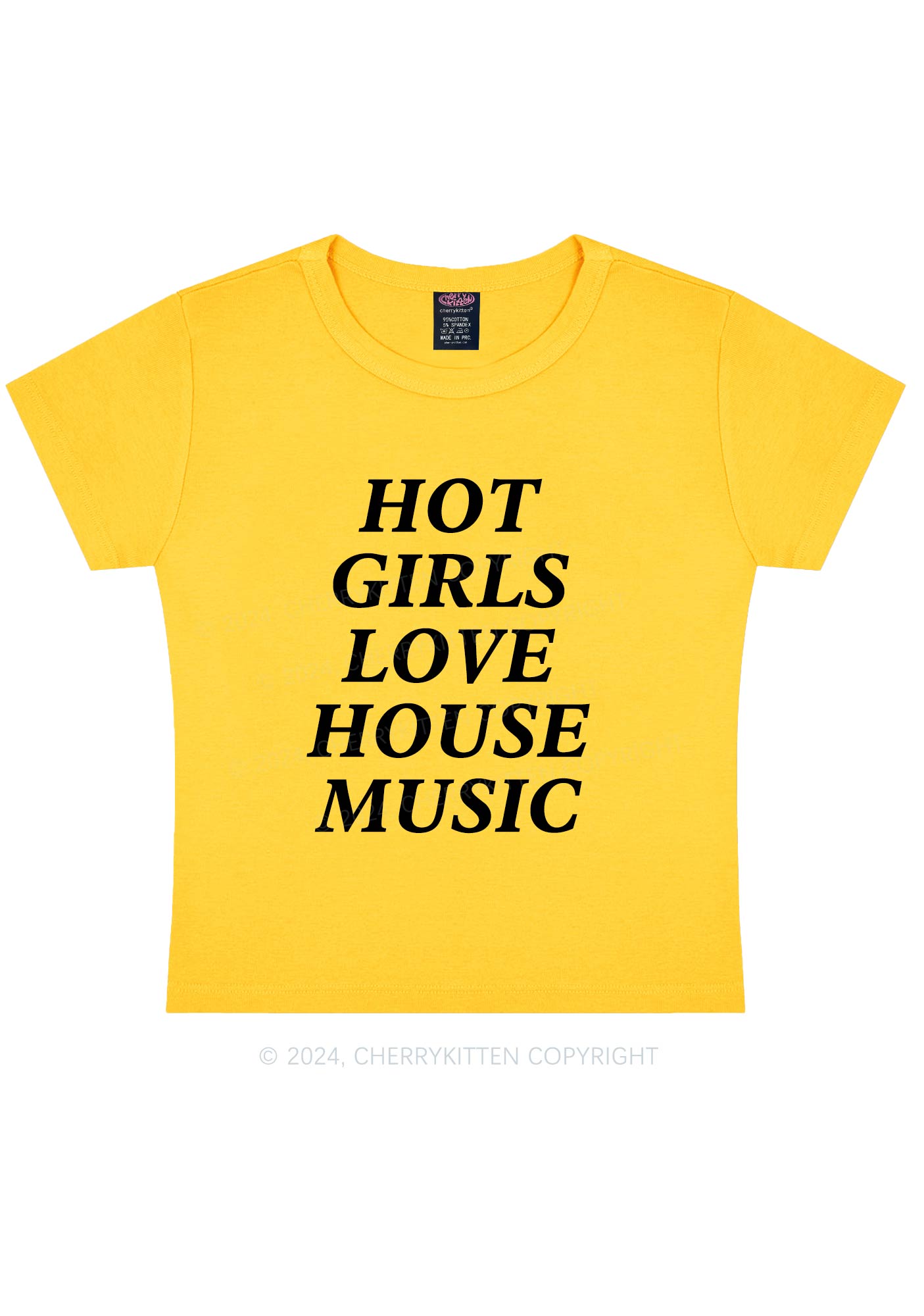 Girls Love House Music Y2K Baby Tee Cherrykitten