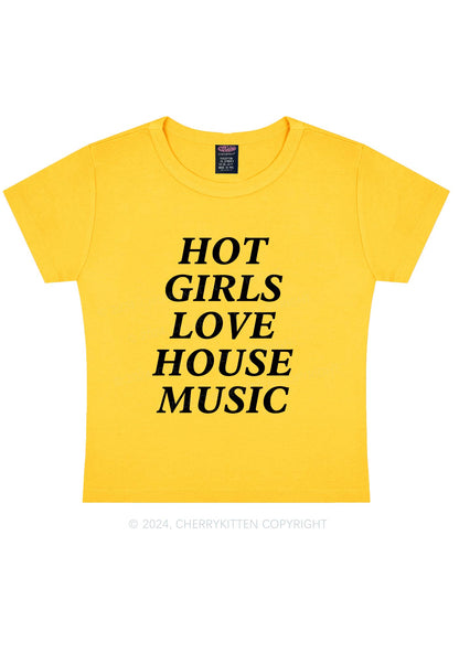 Girls Love House Music Y2K Baby Tee Cherrykitten