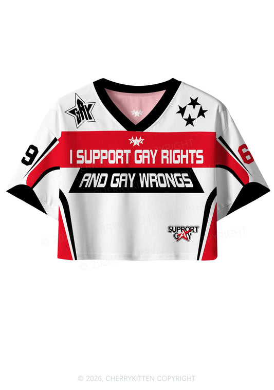 I Support Gay Rights Pride Y2K Crop Sport Jersey Shirts Cherrykitten