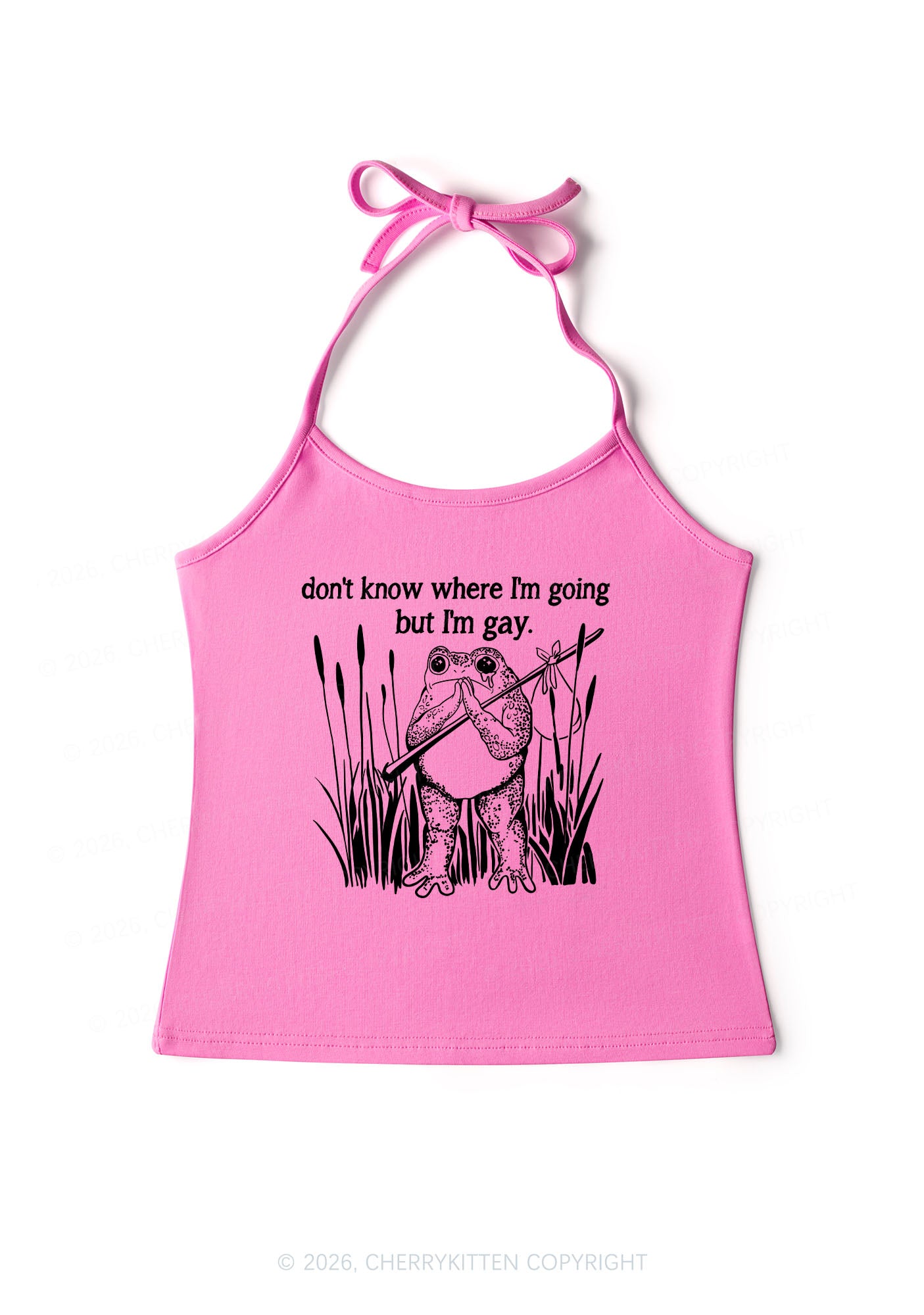 But I Am Gay Frog Pride Y2K Halter Neck Cami Cherrykitten