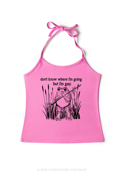 But I Am Gay Frog Pride Y2K Halter Neck Cami Cherrykitten