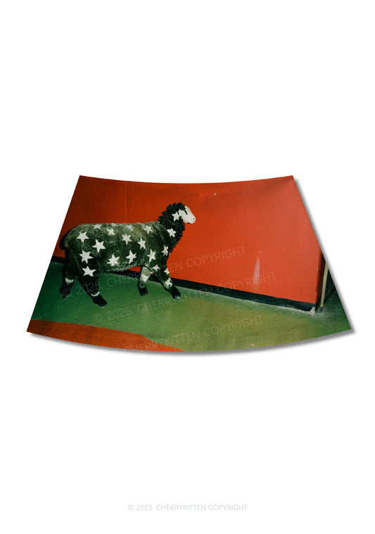 Sheep Starry Wool Y2K Print Mini Skirt Cherrykitten