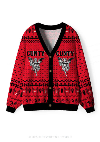 Cunty Satan Y2K Christmas Cardigan Knit Sweatshirt Cherrykitten