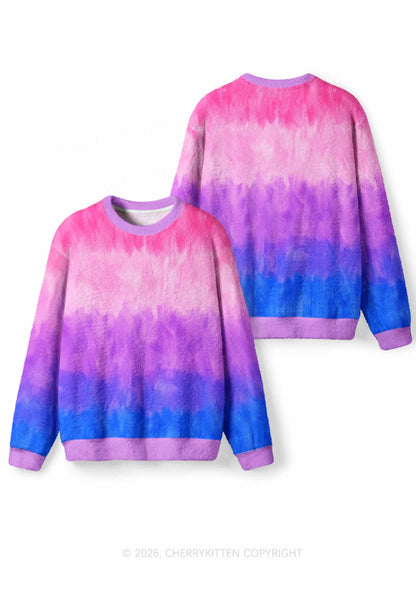 Bisexual Pride Y2K Knit Sweatshirt Cherrykitten