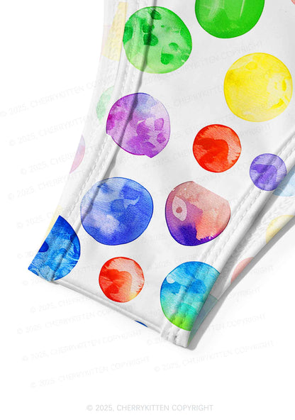 Rainbow Watercolor Dots Y2K Print Bikini Set Cherrykitten