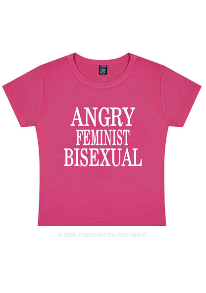 Angry Feminist Bisexual Pride Y2K Baby Tee Cherrykitten