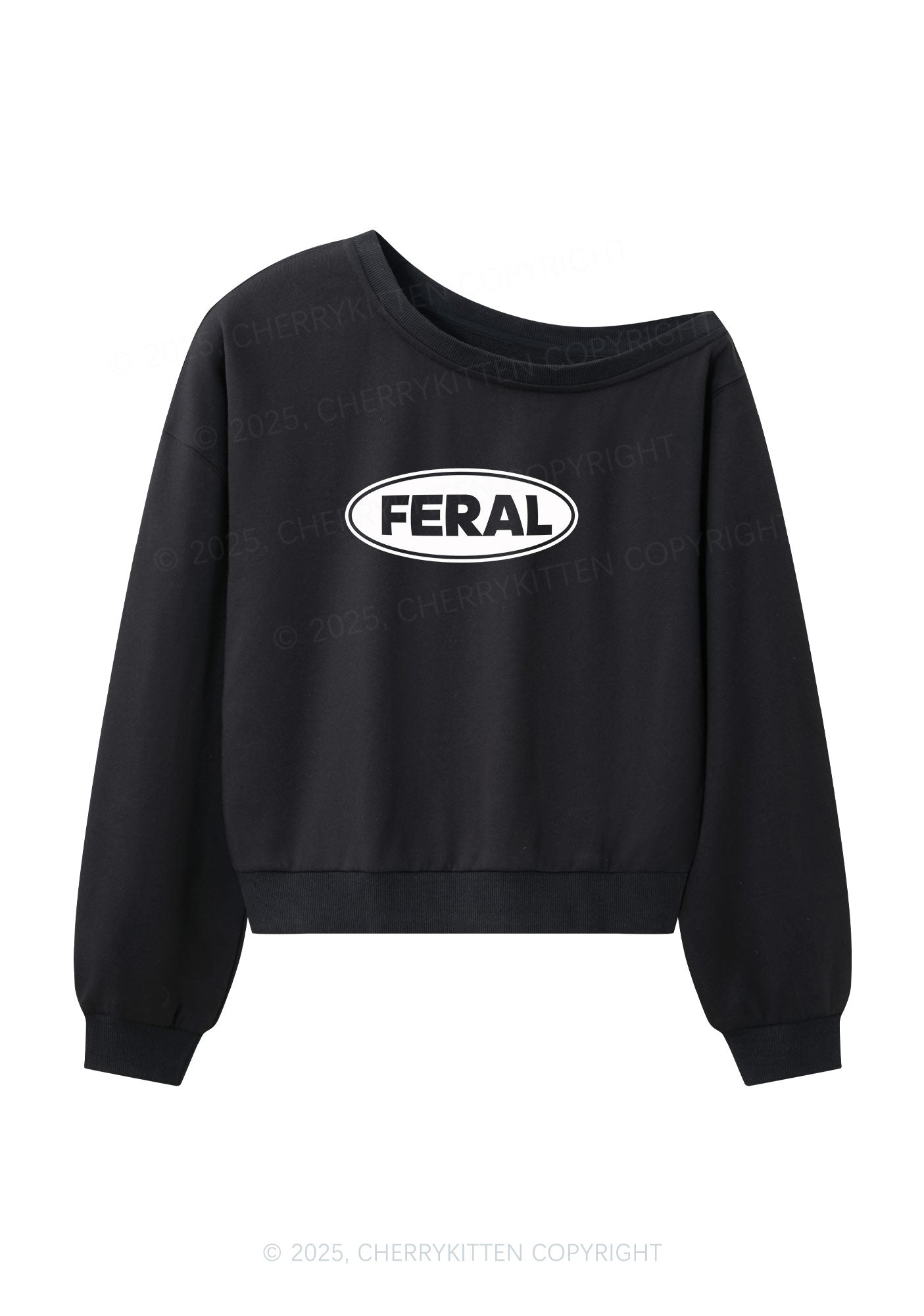 Feral Y2K Off Shoulder Sweatshirts Cherrykitten