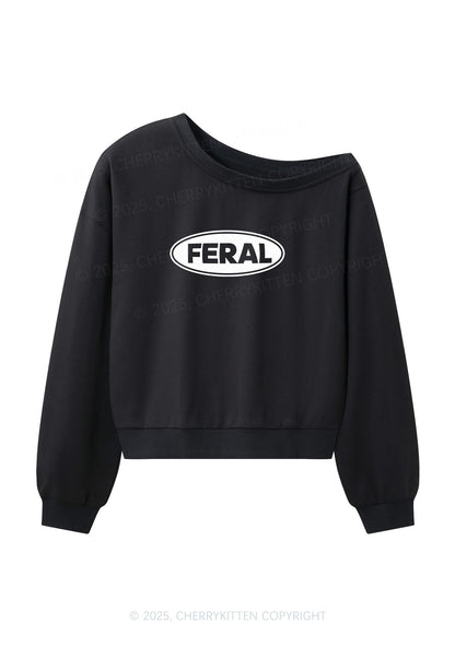 Feral Y2K Off Shoulder Sweatshirts Cherrykitten