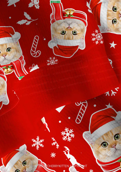 Custom Candy Cat Face Y2K Christmas Cardigan Knit Sweatshirt Cherrykitten