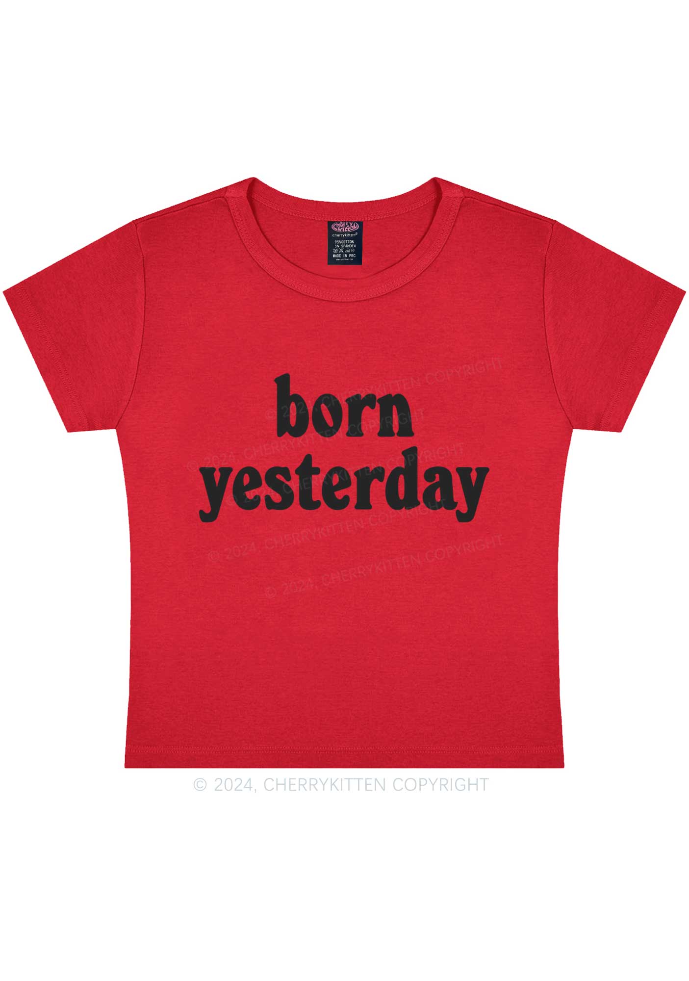 Born Yesterday Y2K Baby Tee Cherrykitten