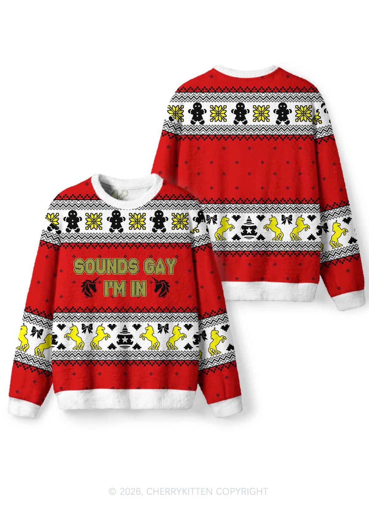 Sounds Gay Pride Y2K Christmas Knit Sweatshirt Cherrykitten