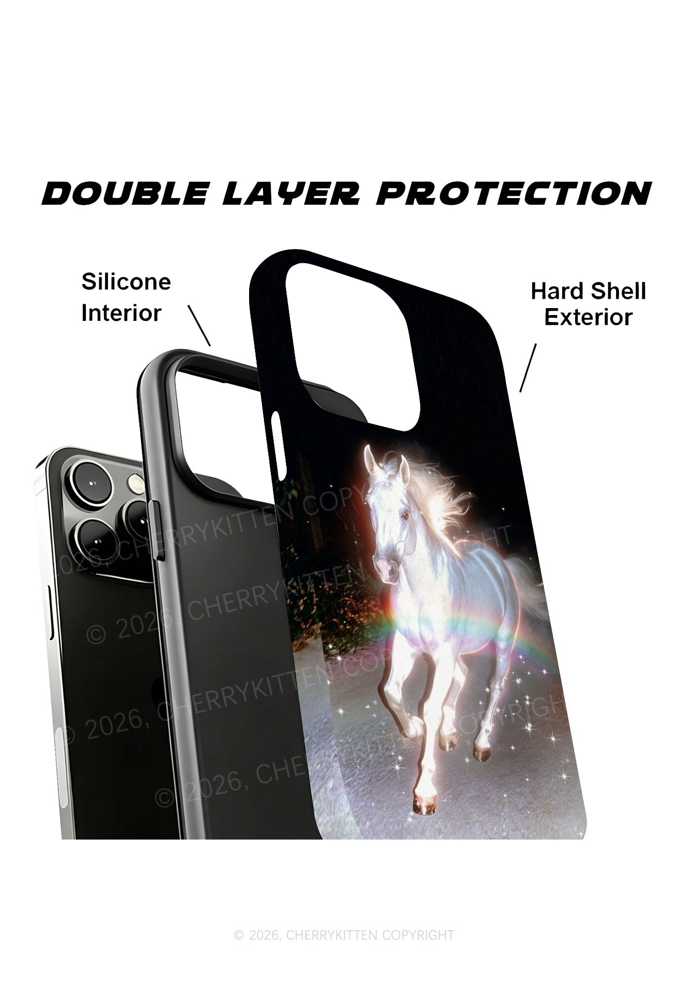 Rainbow Glowing Horse Y2K Phone Case Cherrykitten