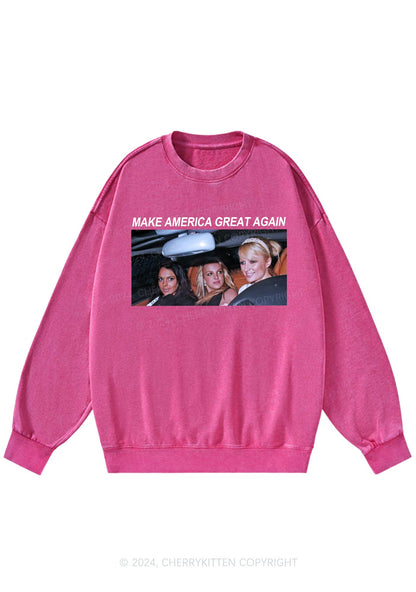 Make America Great Again Y2K Washed Sweatshirts Cherrykitten