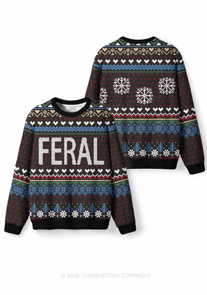 Feral Y2K Christmas Knit Sweatshirt Cherrykitten