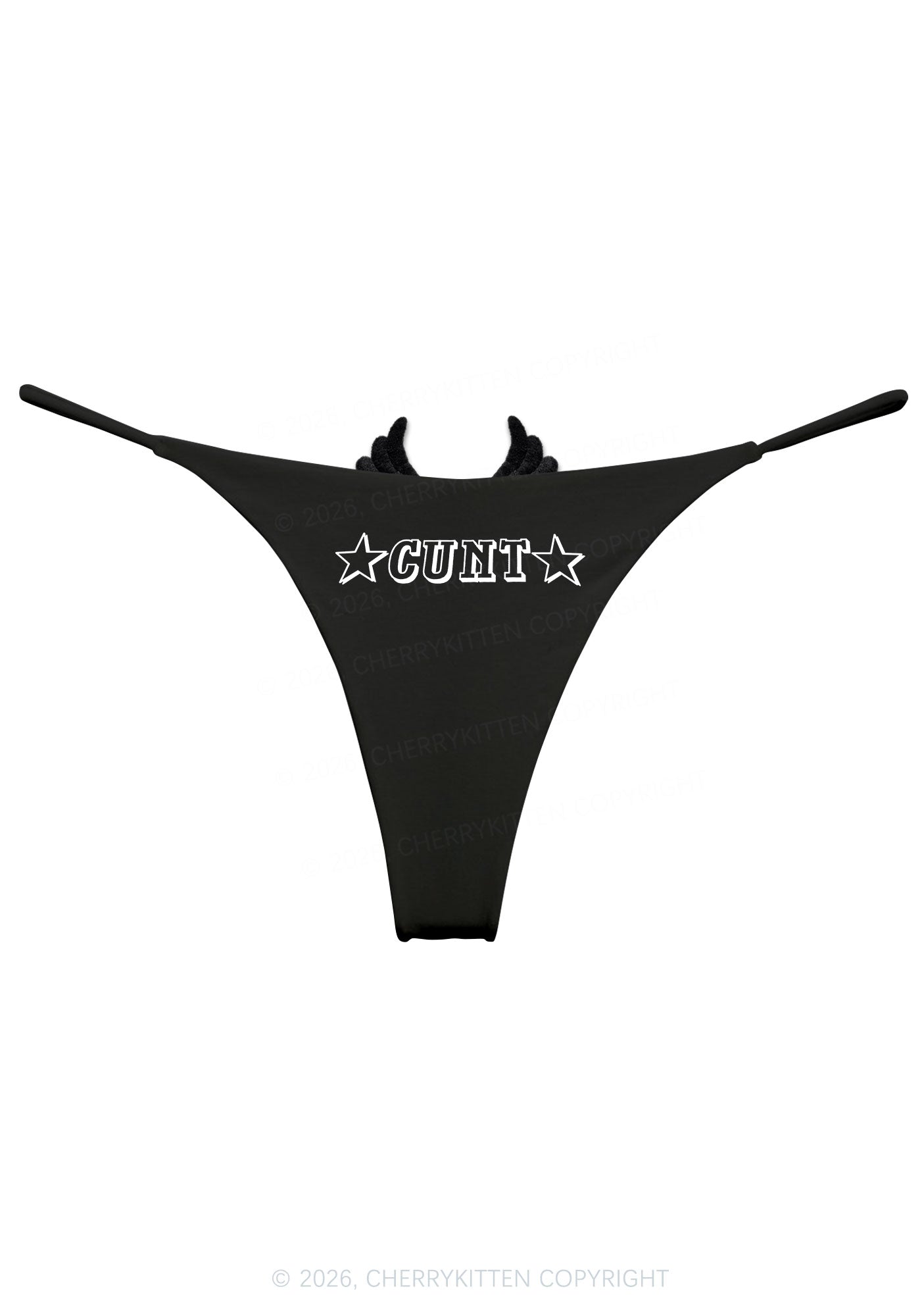 Star Count Y2K Bikini String Thong With Black Wings Cherrykitten