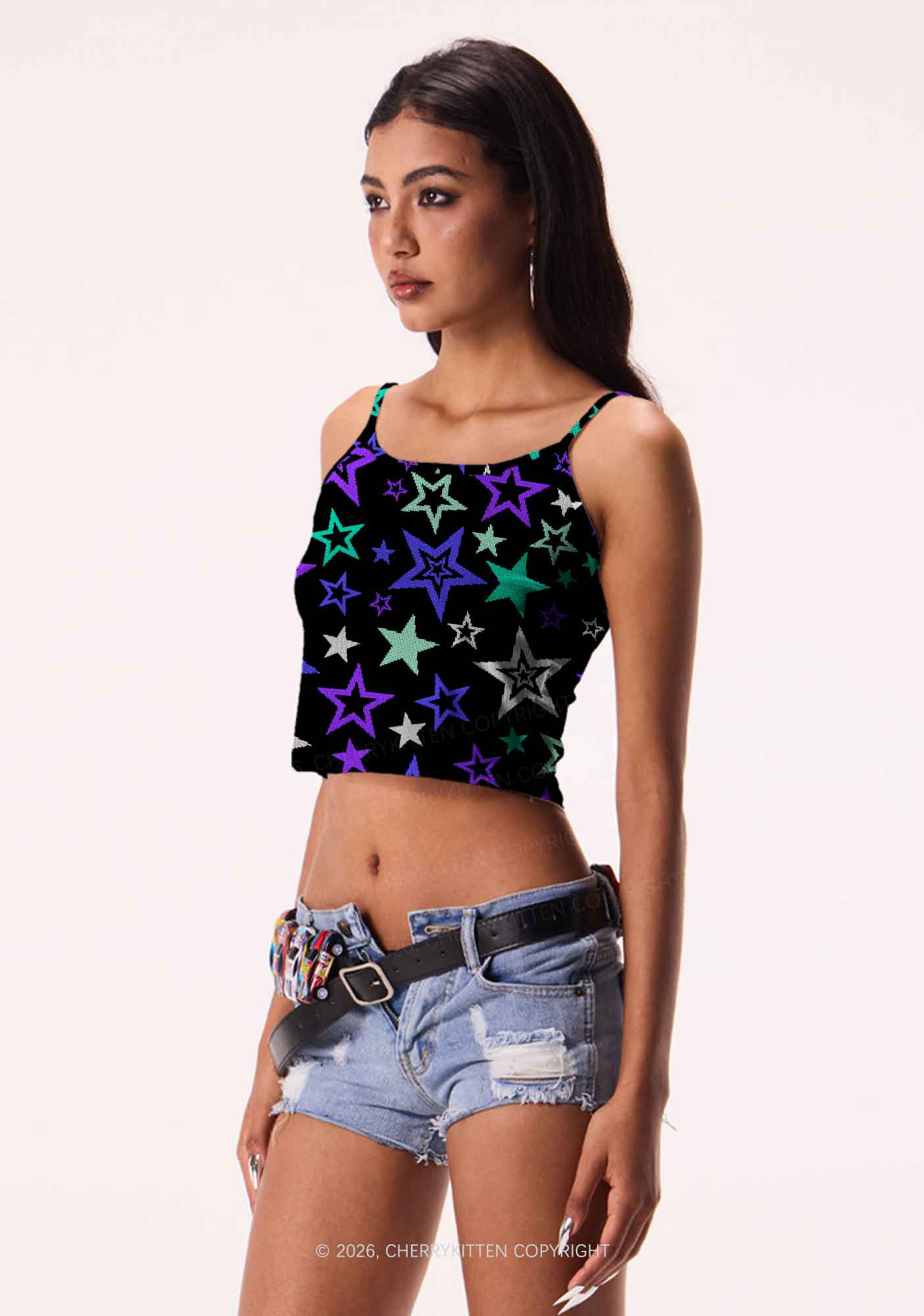 Gay Star Pride Y2K Print Cami Crop Top Cherrykitten