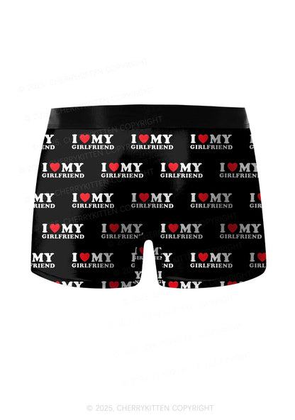 I Love My BF GF Valentine's Day Y2K Print Couples Boxer Thong Set Cherrykitten